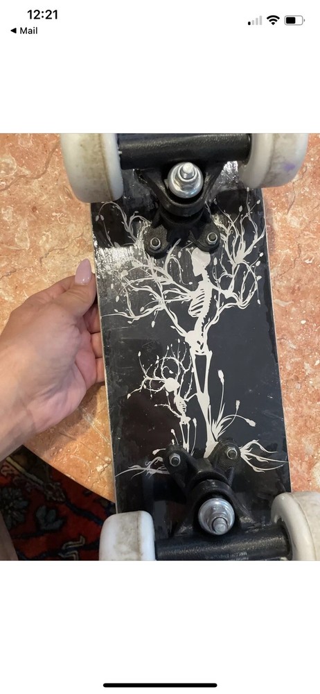Mini Skateboard 17" × 5" Black And White
