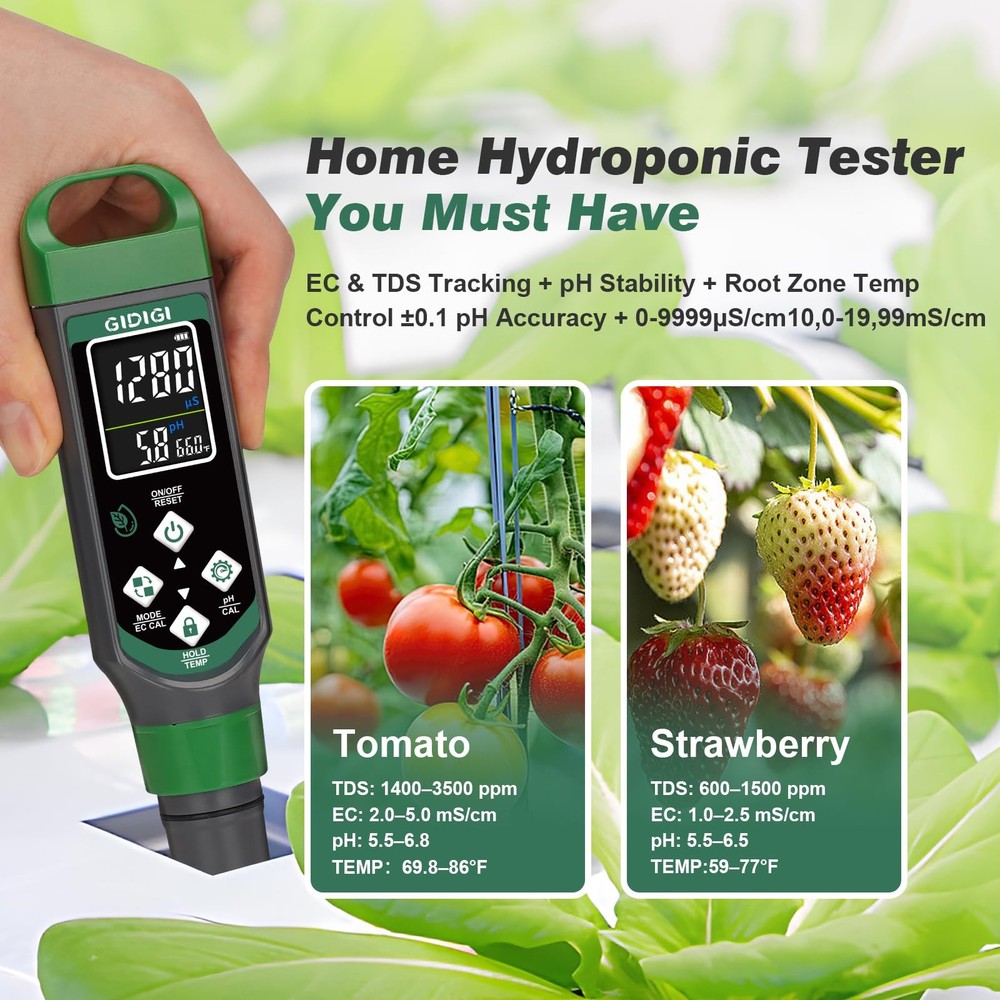 pH Meter with 2 * 250ml 7.0 Buffer Solution, Digital Display Color Screen...