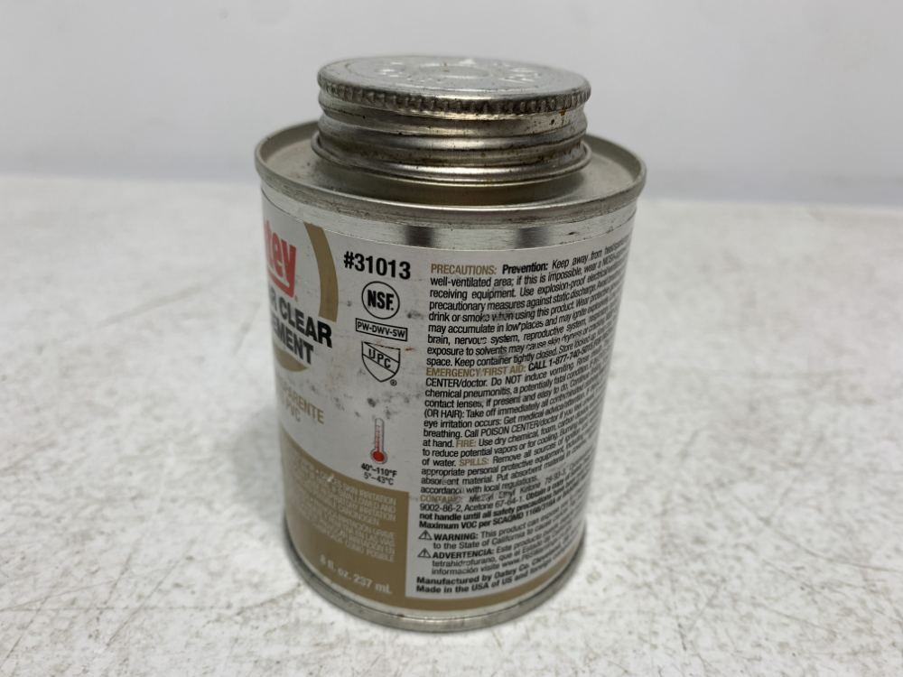 Oatey 31013 PVC Cement 8 oz Clear