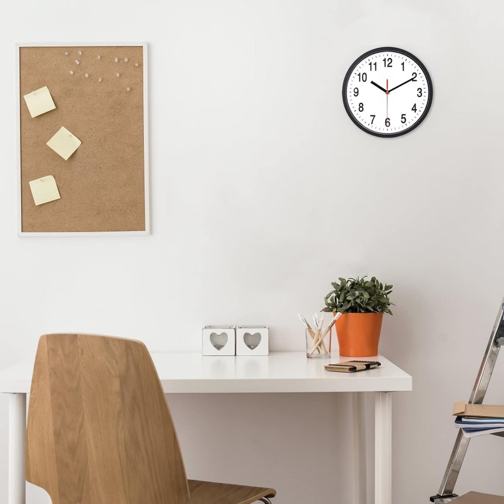 Mainstays Basic Indoor 8.78" Black Analog Round Modern Wall Clock (2 Pack)
