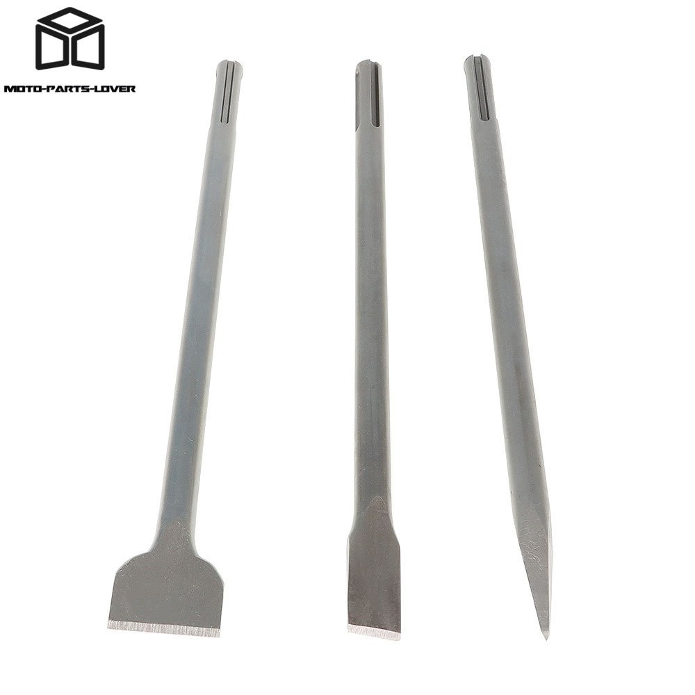 3 Pack SDS Max Bits Set Durable 16" Long-Point Chisel Scaling Chisel Flat Chisel