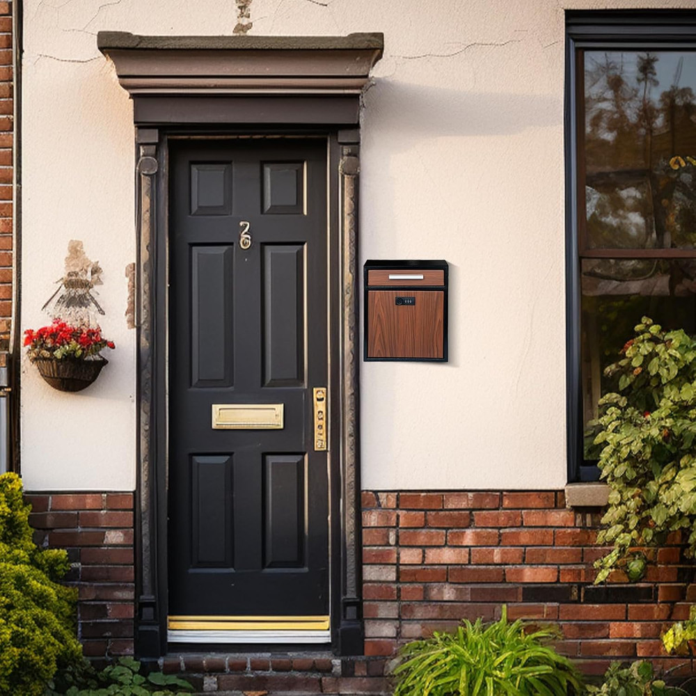 Vintage Wall-Mount Mailbox with Lock - Secure, Large Capacity Design