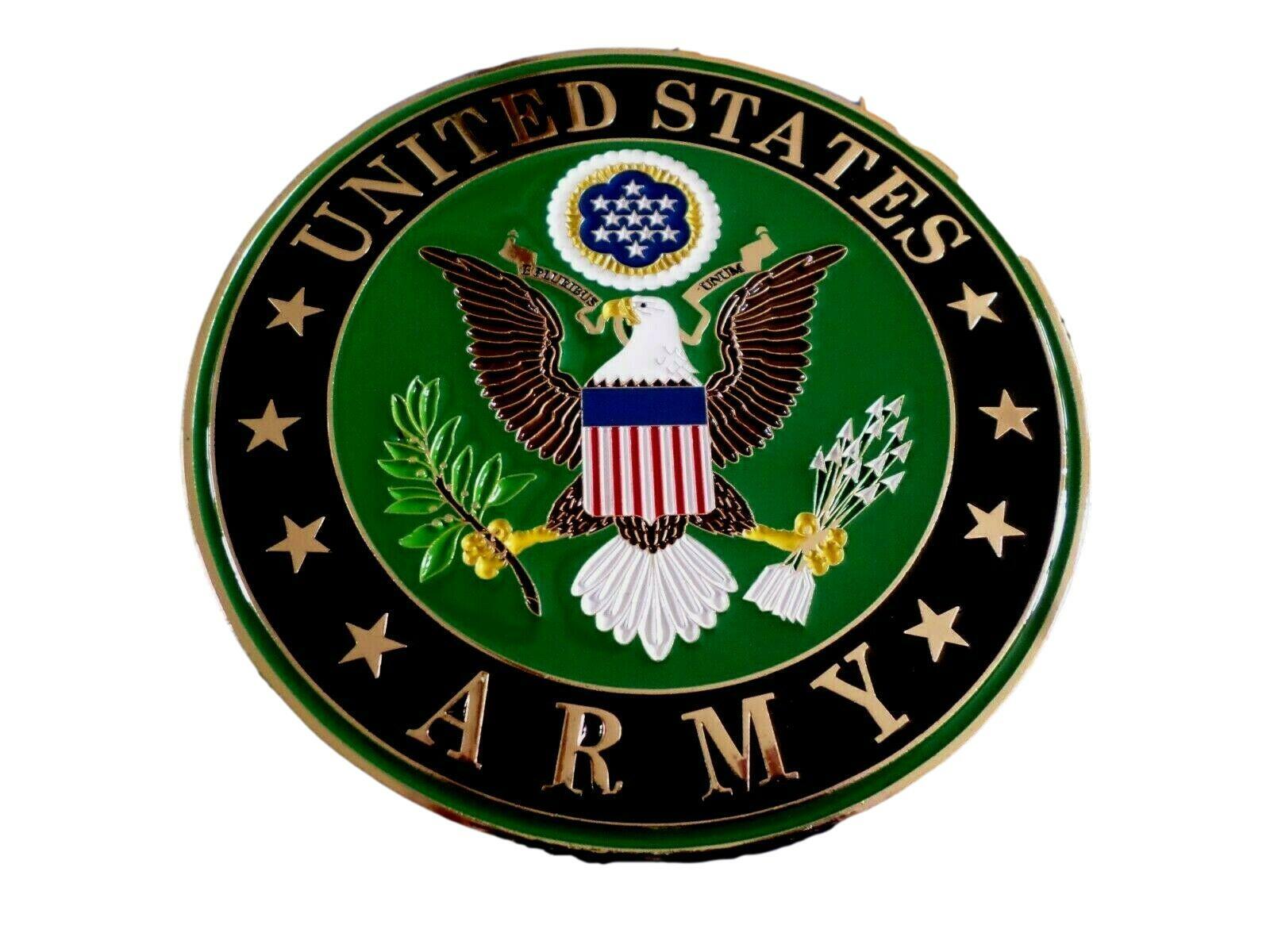 U.S ARMY METAL MEDALLION ENAMEL SHADOW BOX PRESENTATION EMBLEM PLAQUE 4" X 4"