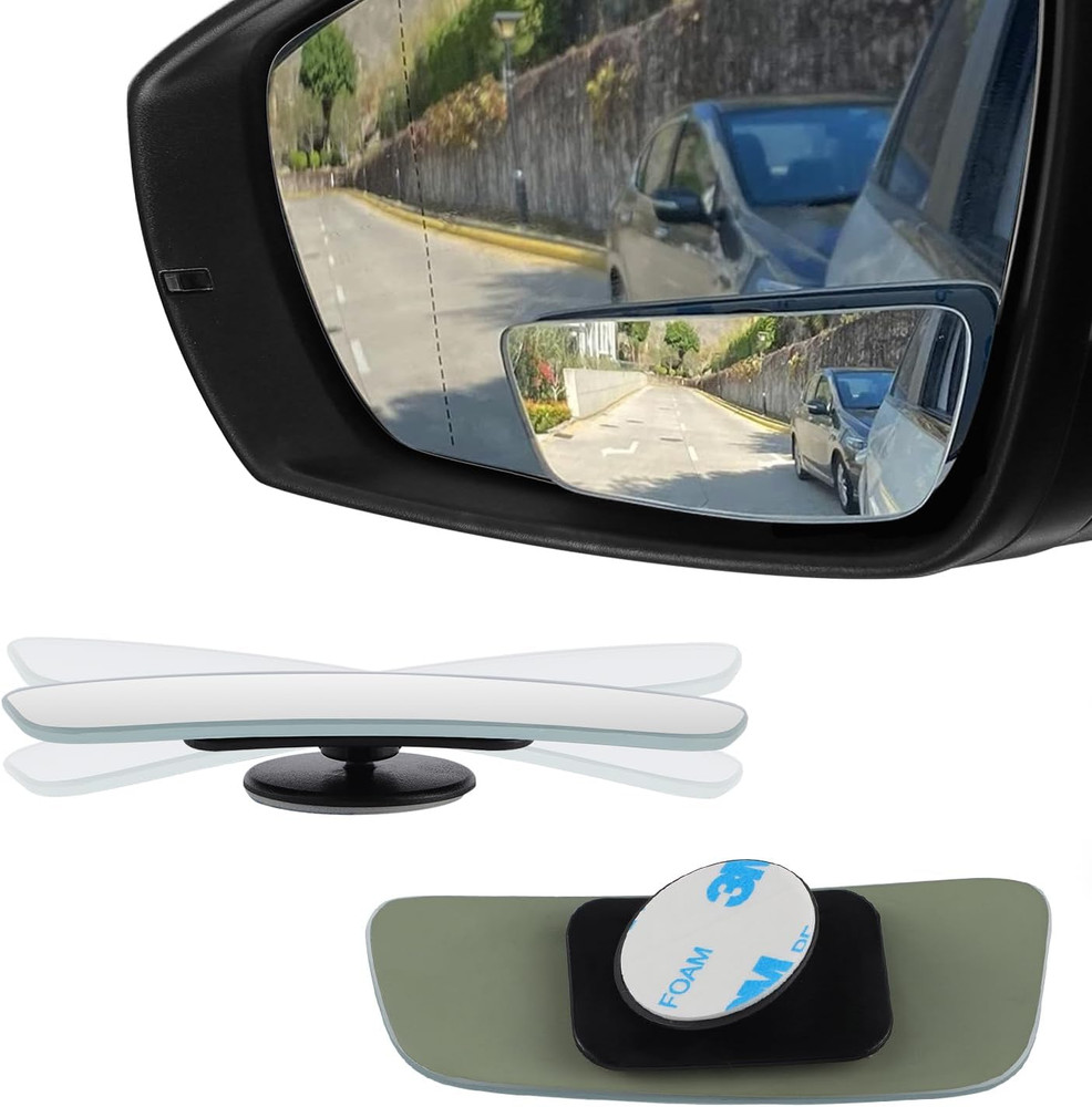 Blind Spot Mirror, Rectangular Shaped HD Glass Frameless Convex Rear View Mirror