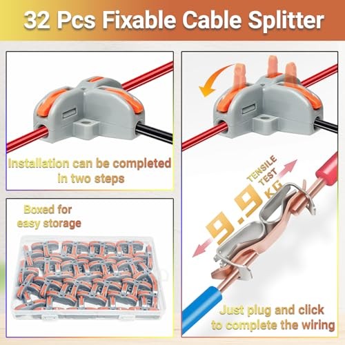 32Pcs Lever Wire Connectors, T-Shape Compact Wire Conductor Connector, Quick