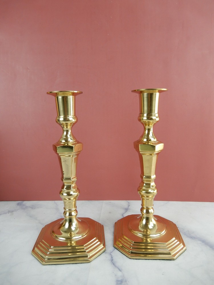 Two Taper Brass Decorative Candle Holders 9"