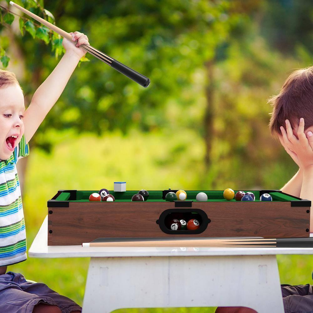 Hey! Play! Mini Tabletop Pool Table Lightweight Construction Stick Chalk 20 in L