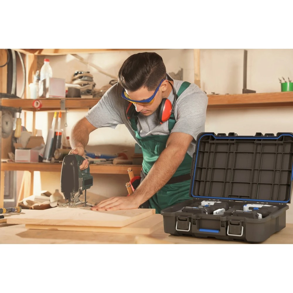 HART Stack System Tool Box with Small Blue Organizer & Dividers