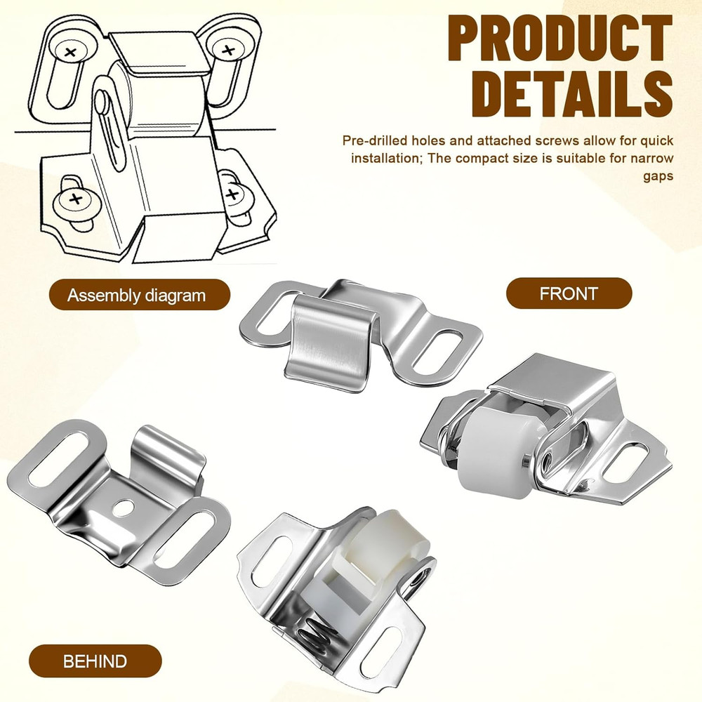 1 Set Mailbox Replacement Roller Catch Latch with Screws Hardware Roller Wheel S