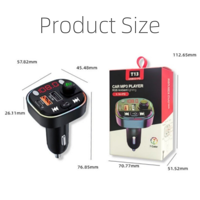Bluetooth Car Adapter, FM Transmitter with Fast Charging, Dual LED Display