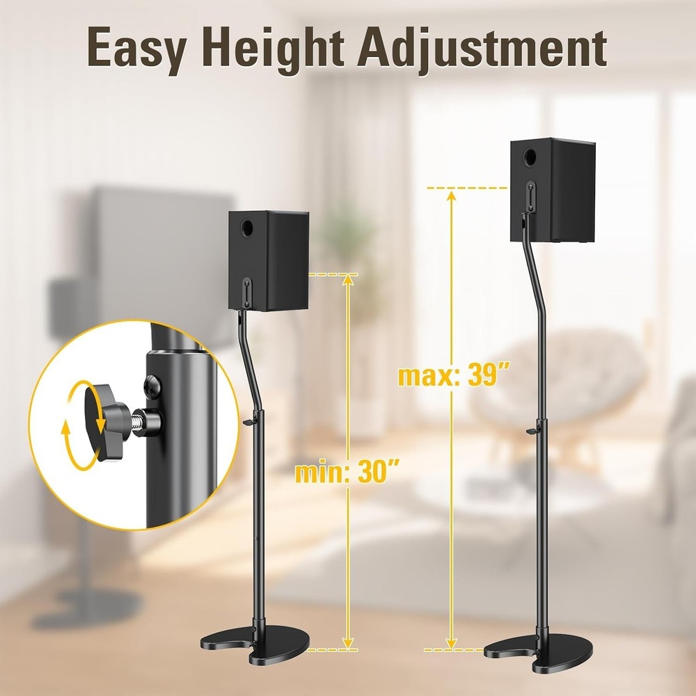 Adjustable Speaker Stands, Heavy Duty Base, 11 Lbs Capacity