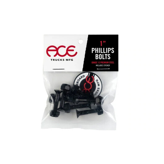 Ace Skateboard Hardware Phillips 1" Black