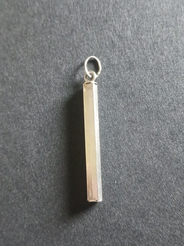 Vtg Sterling Silver Vertical Rectangular 1.75" Bar Pendant Minimalist