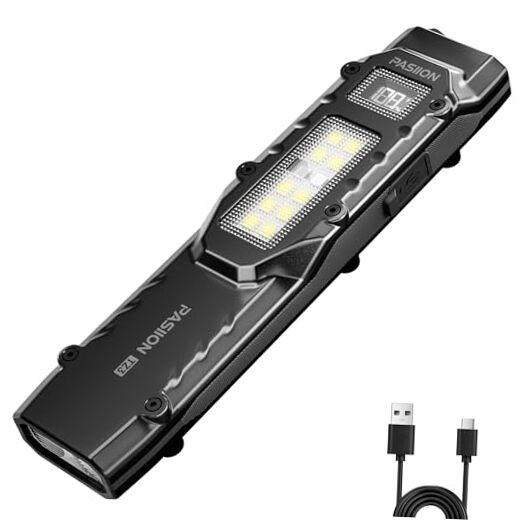 EDC Tactical Flashlight, Flat Flashlights Rechargeable,Dual Black (White Light）