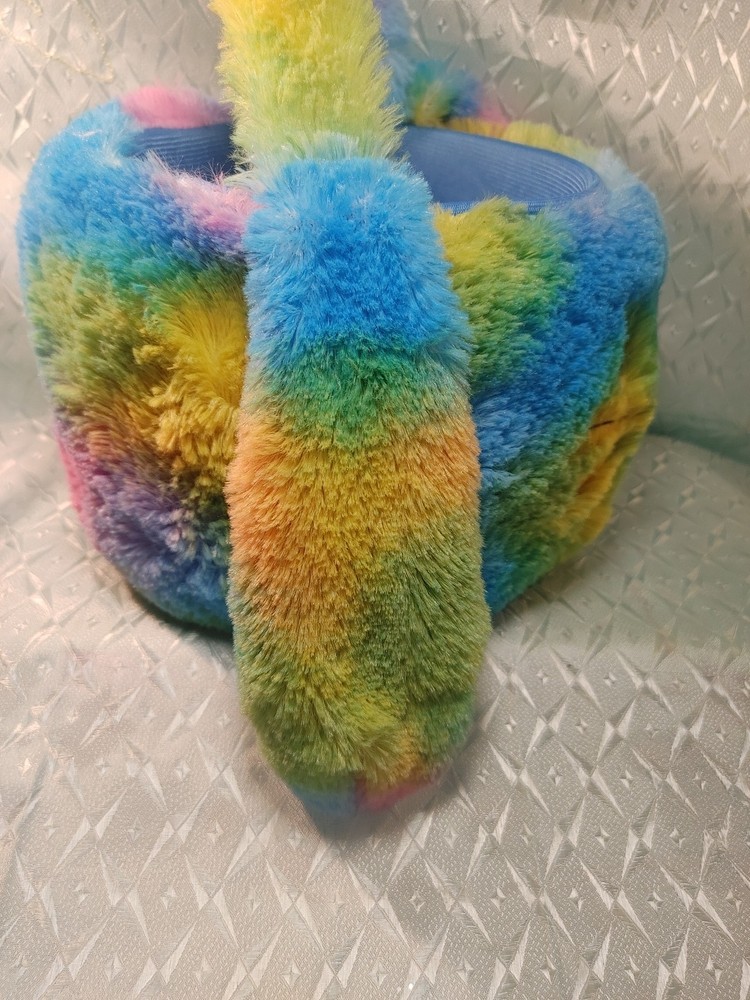 Plush Multicolored Rainbow Bunny Easter Basket With Handle ADORABLE!
