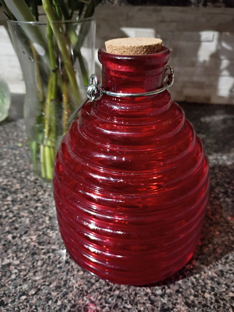 Red glass wasp trap