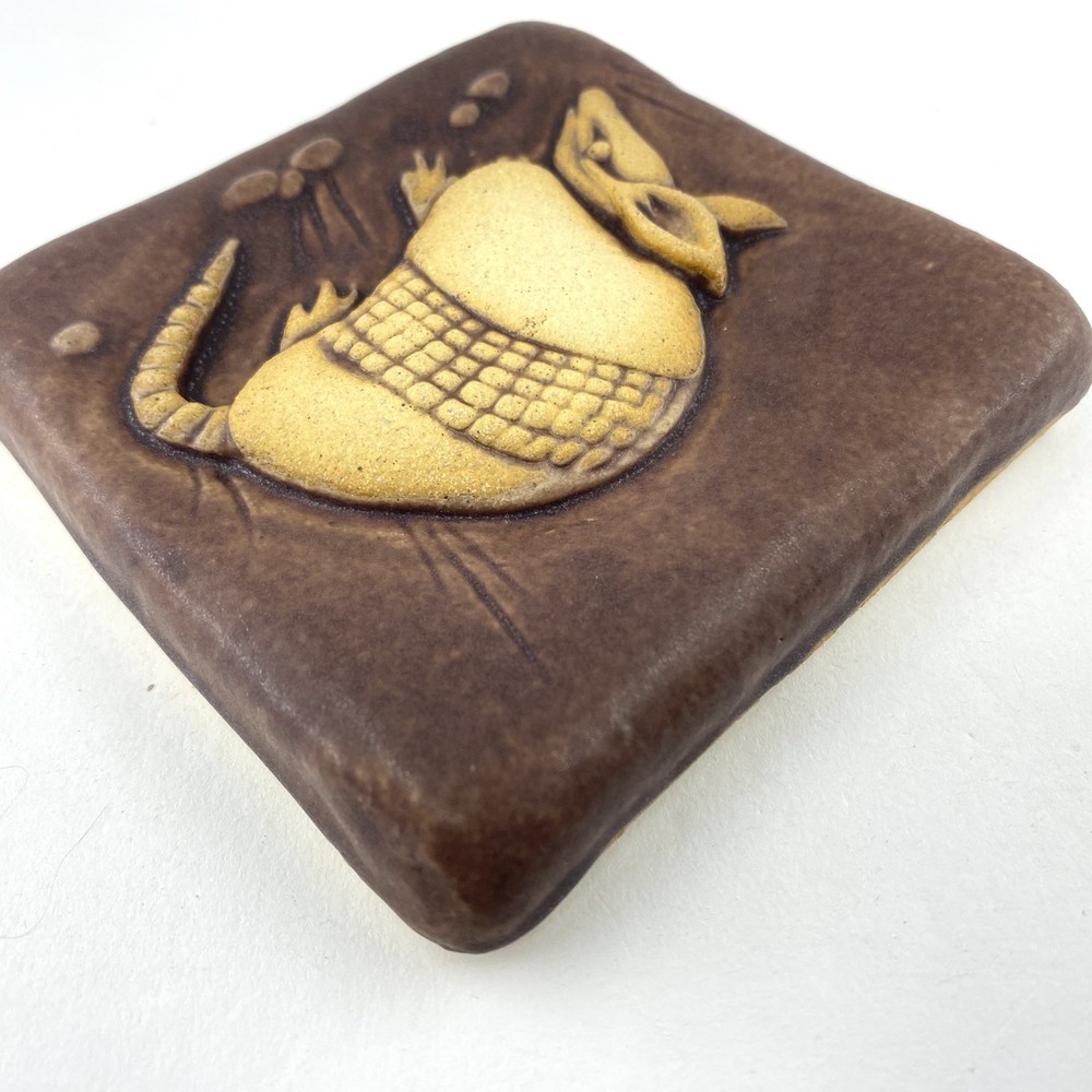 Armadillo 4x4" Ceramic Art Tile by Gretchen Kramp