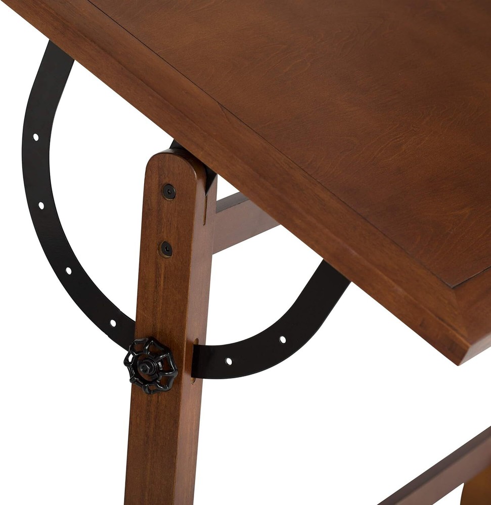 Vintage Drafting Table Antique Design Solid Wood Angle Adjustable Rustic Oak