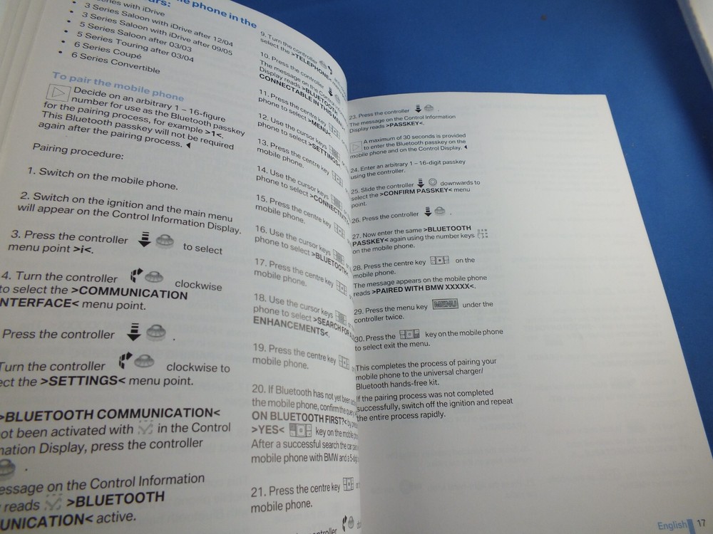 Original BMW NOKIA 6230i manual operating instructions Bluetooth registration instruct