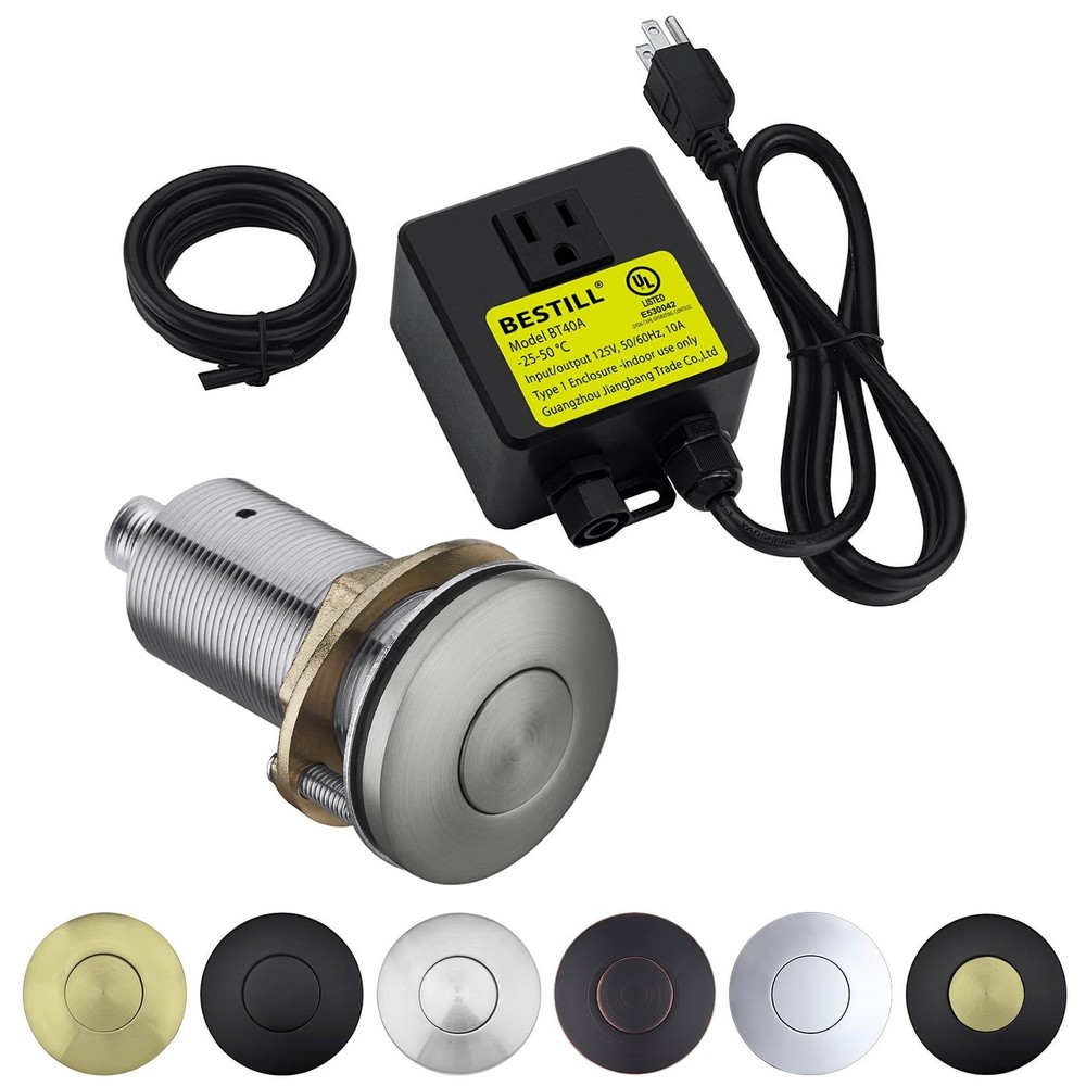 BESTILL Garbage Disposal Button - Brushed Nickel Air Switch for Garbage Dispo...