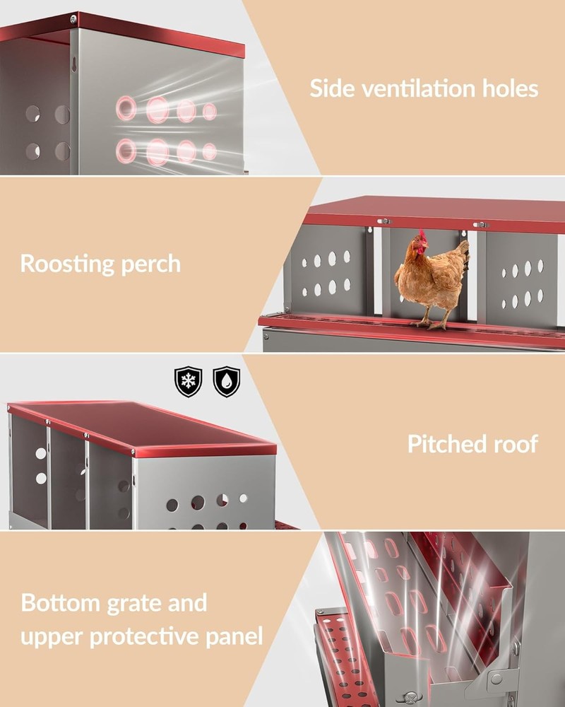 8 Compartment Chicken Nesting Boxes Metal Nesting Boxes Chicken Egg Laying Box