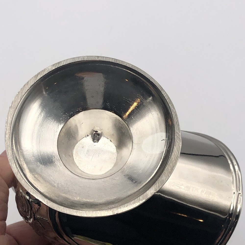 Silverplate Embossed Sugar Scuttle Vintage Rose Design
