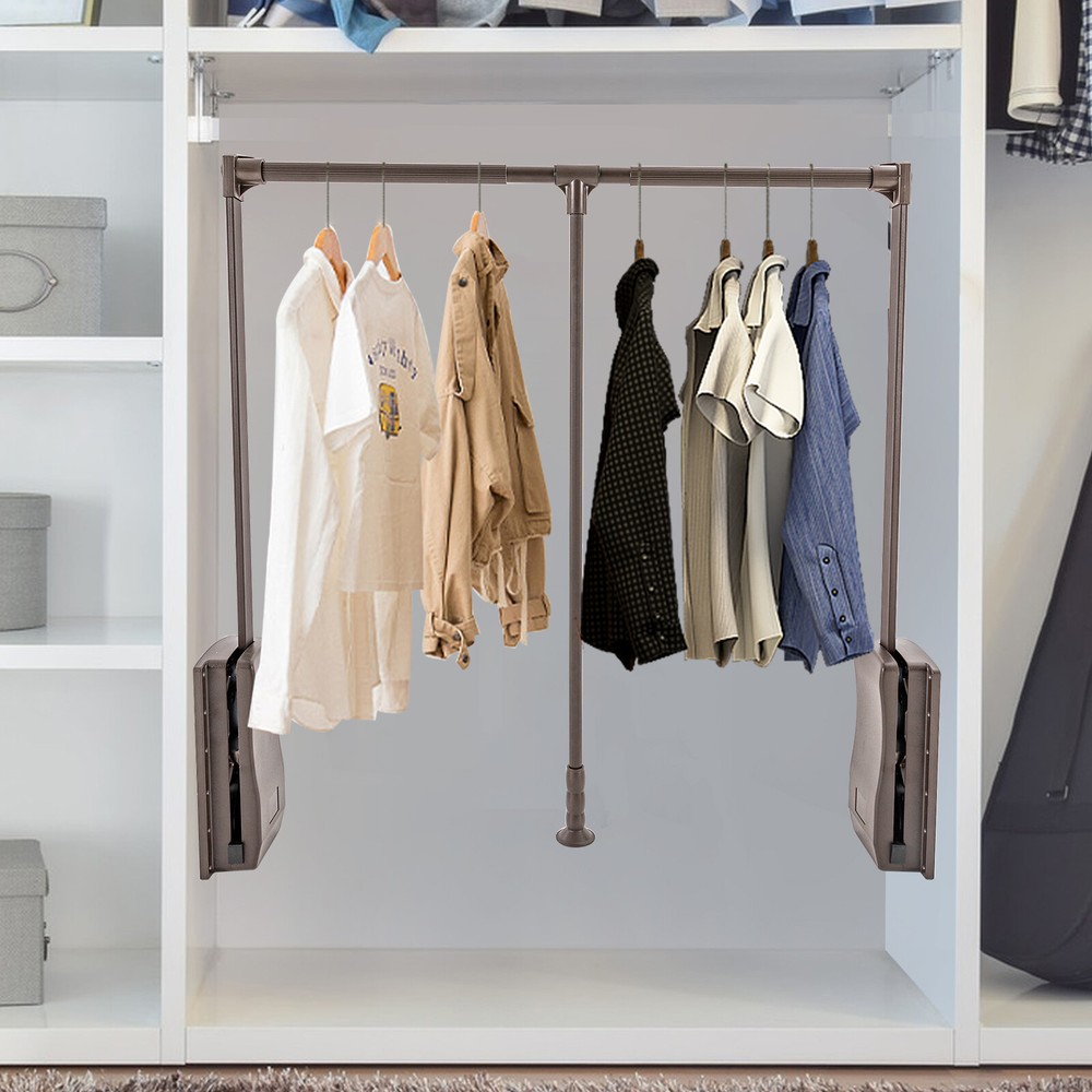 35-47 " Adjustable Closet Rod Closet-Mounted Simple Pull Down Hanger Shelf