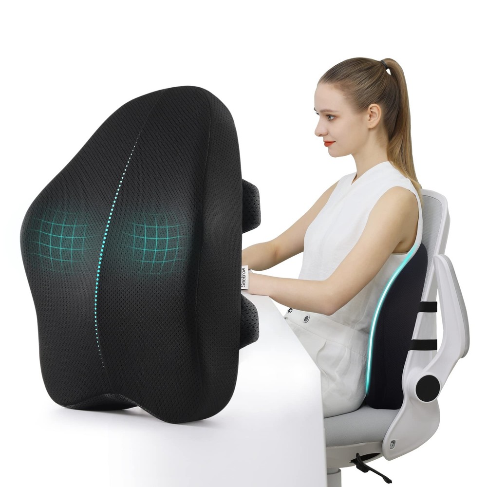 Lumbar Support Pillow for Office Chair Back Black