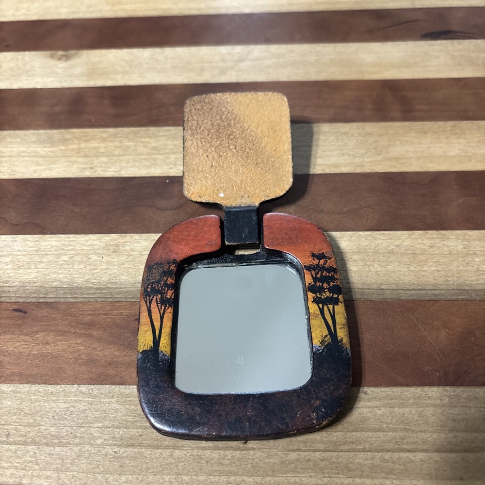 Elephant Leather Compact Mirror Safari Animal Print