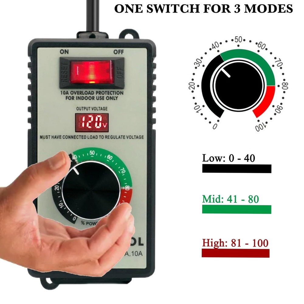 AC Motor Speed Controller 100V-120V15A Variable Speed Controller and Fan Spee...