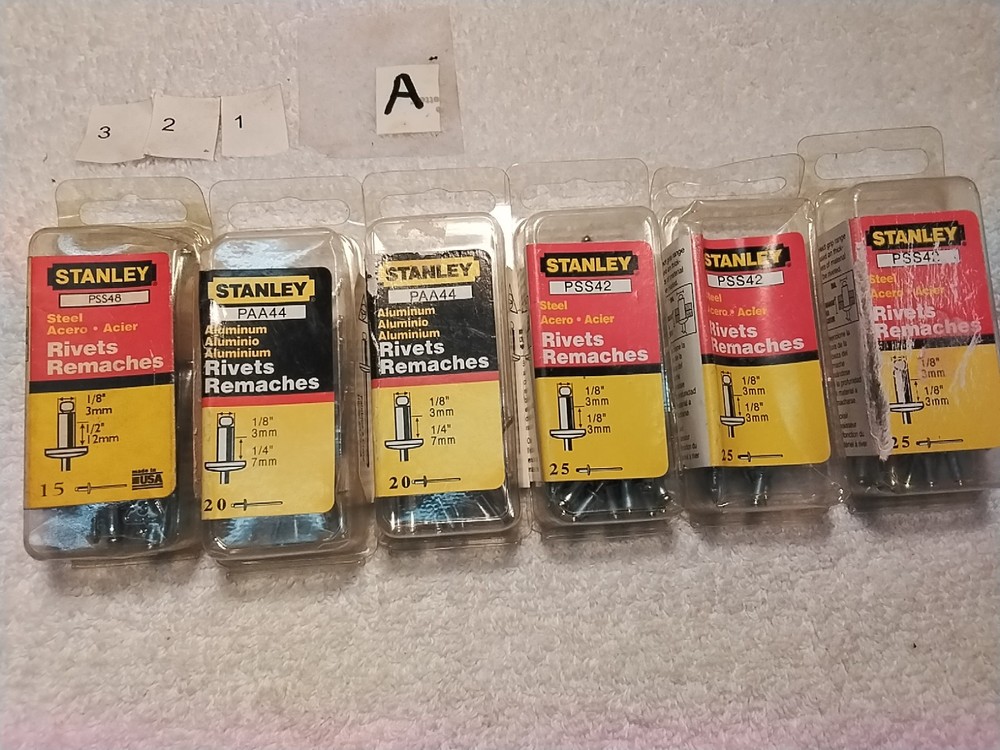 130 Pc STANLEY ASSORTED SIZES RIVETS