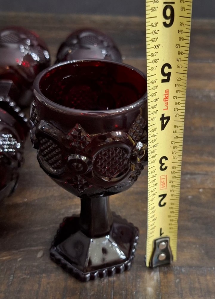 Vintage Ruby Red Cape Cod Cordial Glass (Avon) 4 Piece Set