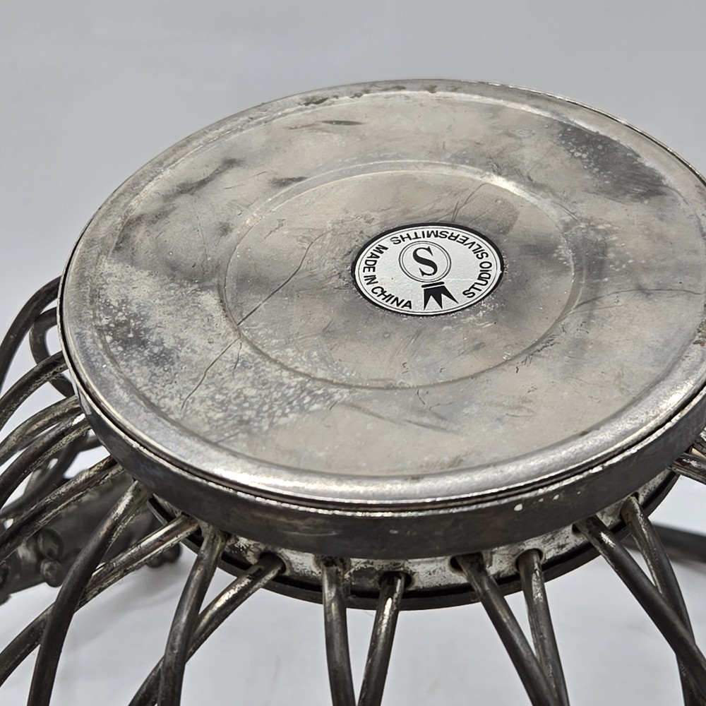 Studio Silversmiths By Godinger SILVER PLATE WIRE BASKET GRAPEVINE Swing Handle