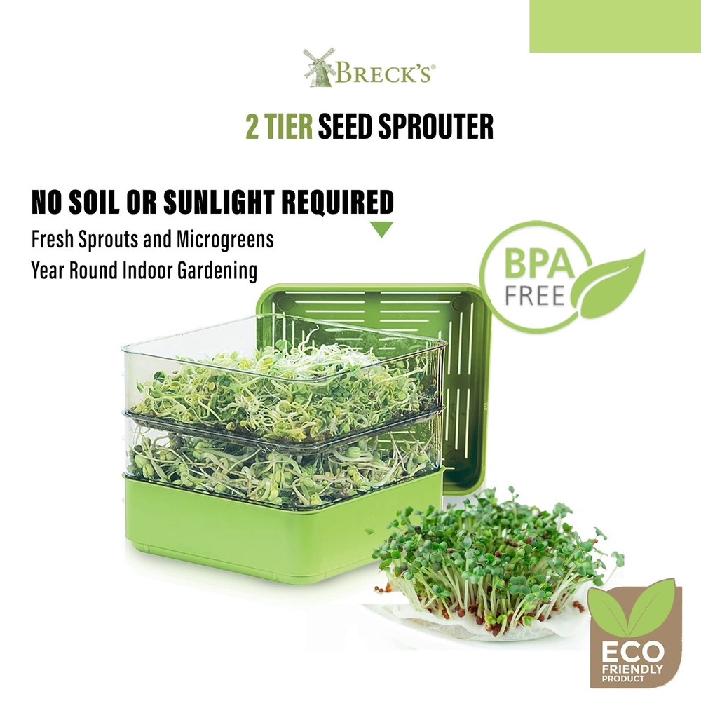 GARDENS ALIVE! Seed Sprouter Kit, Two Tier Stackable Seedling Starter Tray wi...