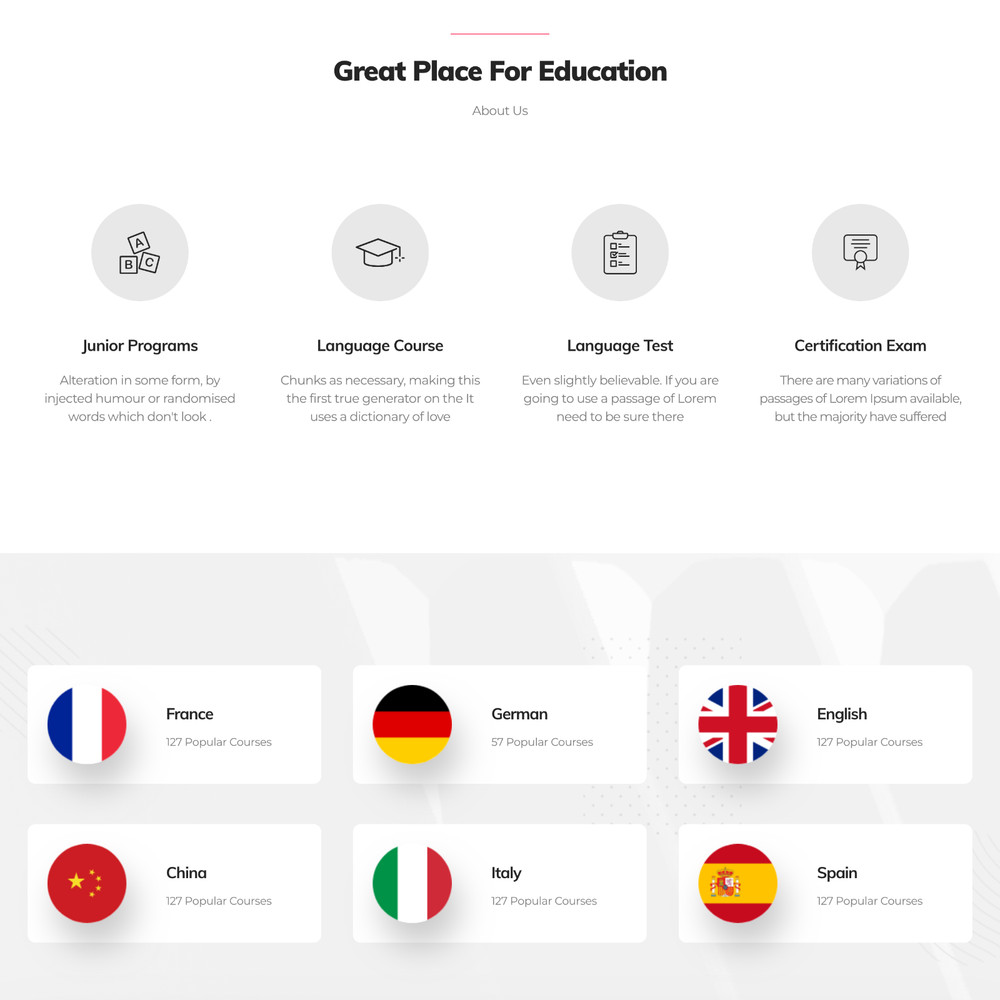 Language Institute Website Design with Free VPS Web Hosting and Installation