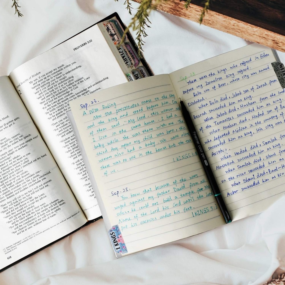 Matte Laminated Floral Bible Tabs - 122 Elegant Tabs for Scripture Organization