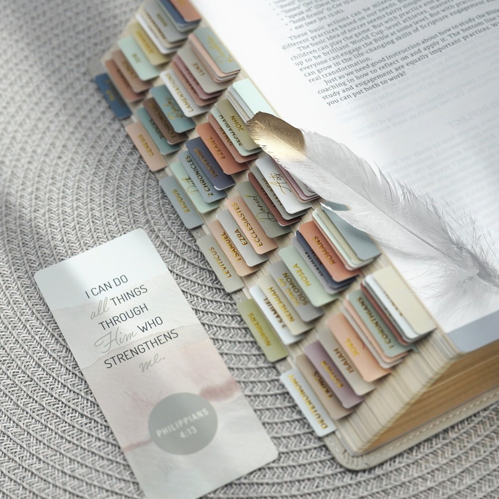 OFFILICIOUS 100 Gold-Foiled, Soft-Touch, Laminated Bible Tabs for Bible Study