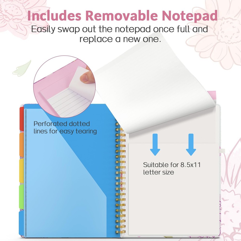 Clipboard Folio with Refillable Notepad, Folder with 10 Storage Pockets for L...