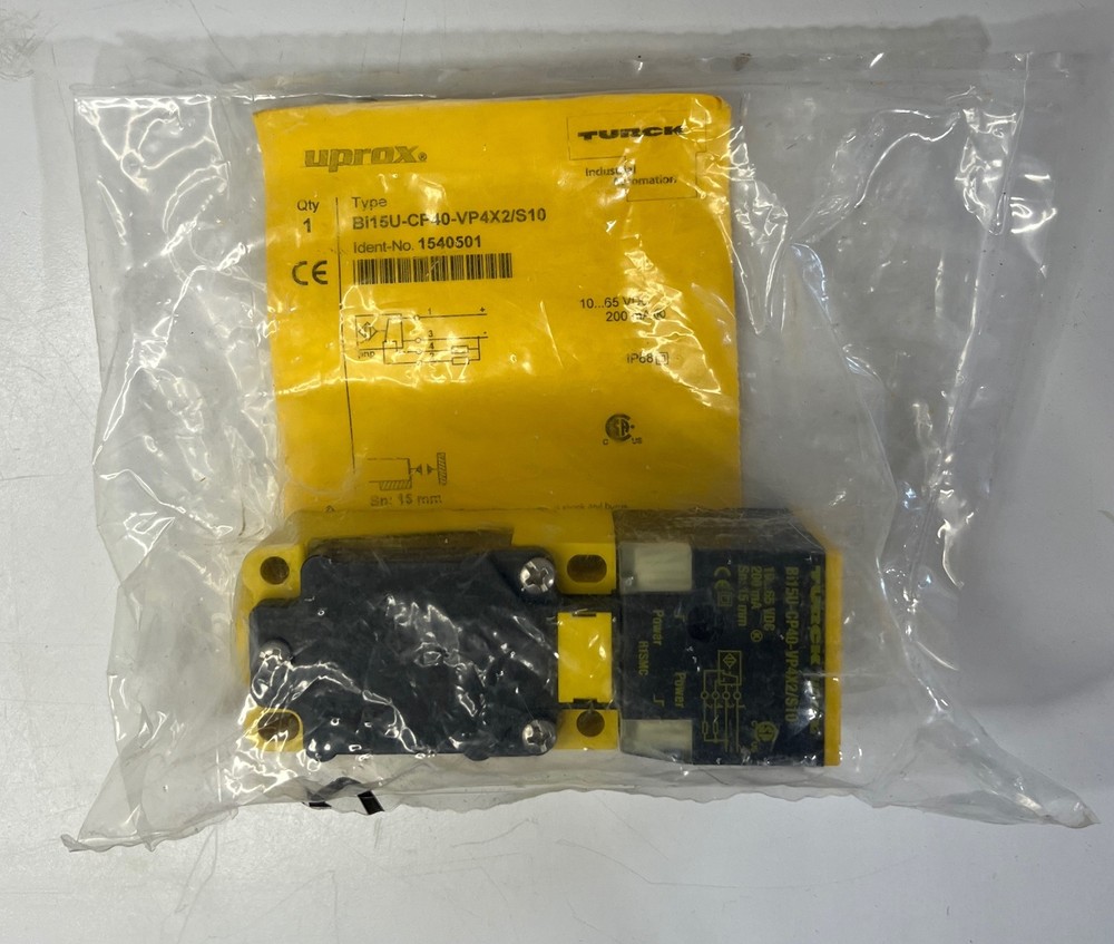 ONE (1) TURCK Embeddable Inductive Sensor 15MM Range BI15U-CP40-VP4X2/S10 (NEW)