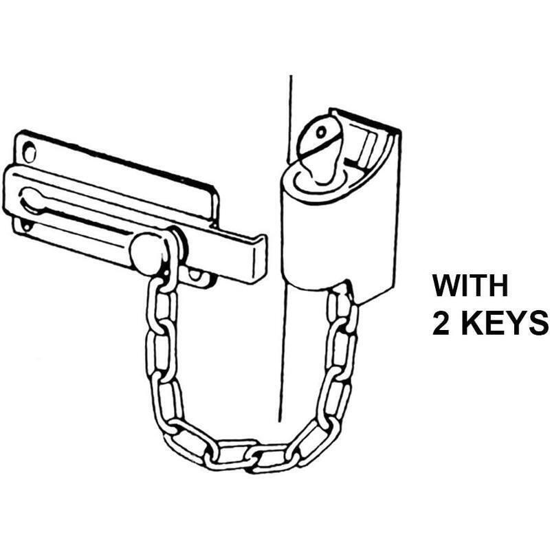 Keyed Chain Door Lock Die Cast Security Ventilation Chain Holder Protector New