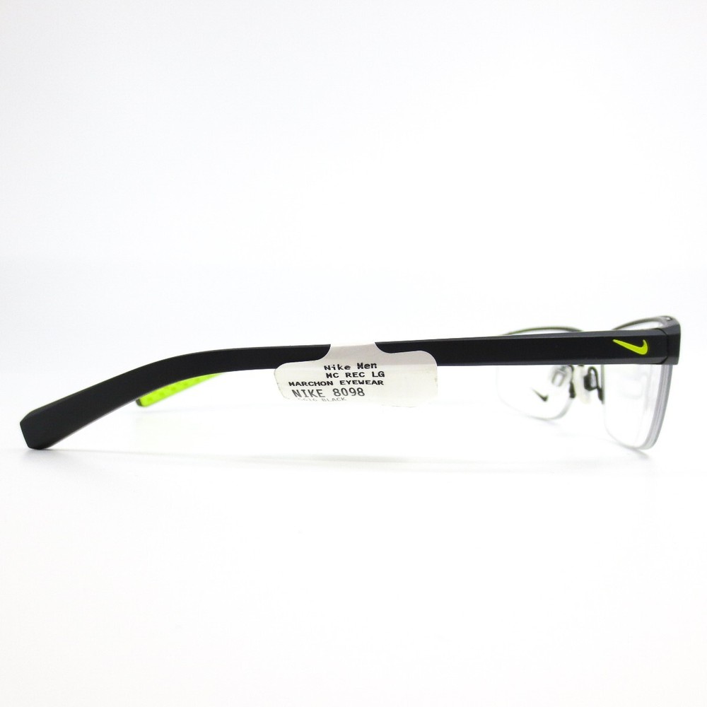 Nike Eyeglasses Frames 8098 015 Black Yellow Rectangular Half Rim 56-16-140