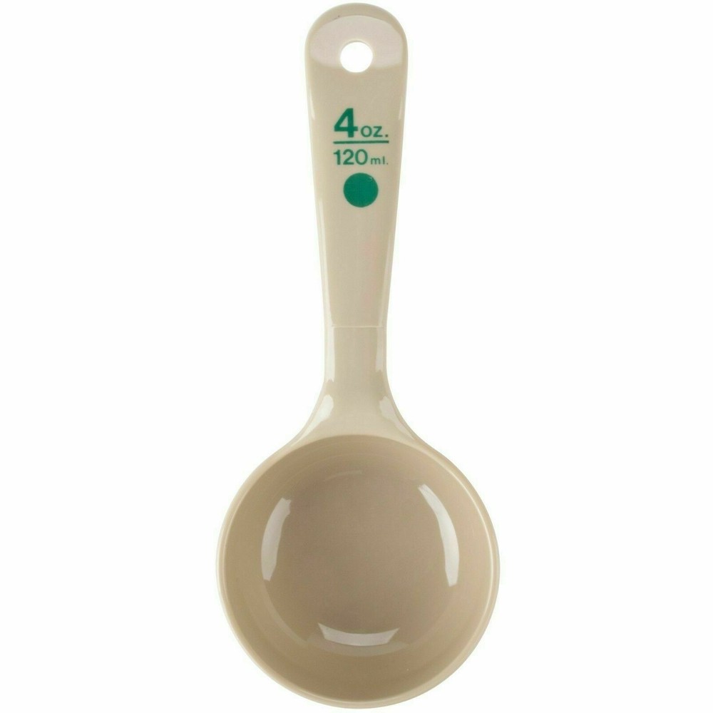 Carlisle 432806 Solid Short Handle Portion Control Spoon, 4 oz, Beige