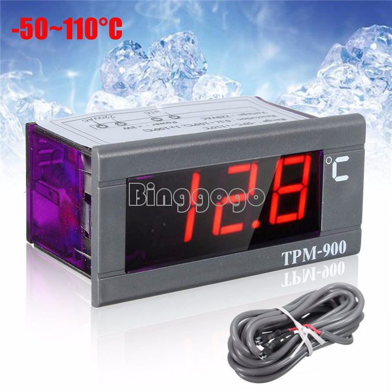 1pcs TPM-900 220V Digital Temperature Controller LED Panel Meter with Sensor