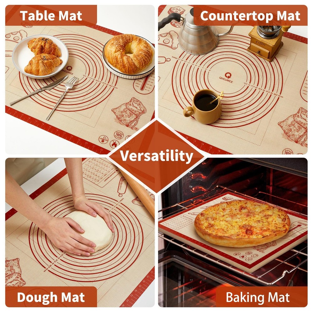 Silicone Baking Pastry Dough Mat - 26x16Inch Extra Large Cookie Bread Rolling Ma