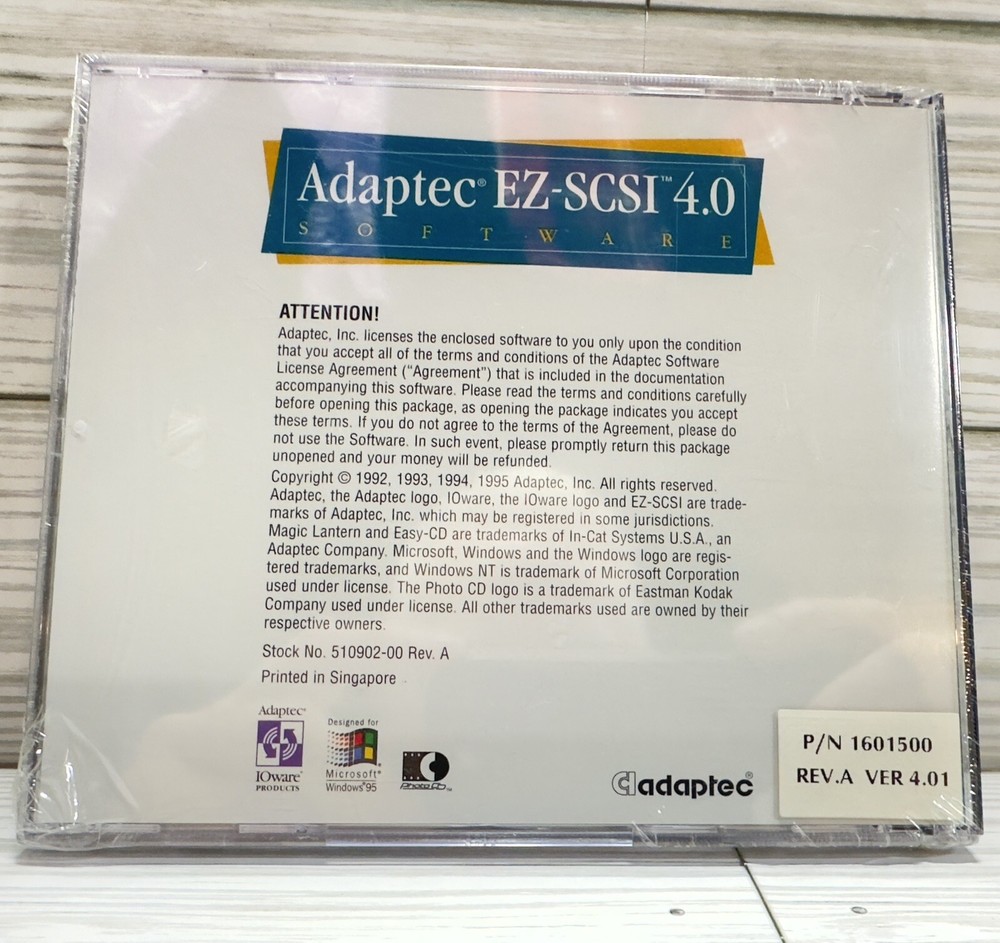 Adaptec EZ-SCSI 4.0 Software For Windows Quick Reference - CS42 - New Sealed A7