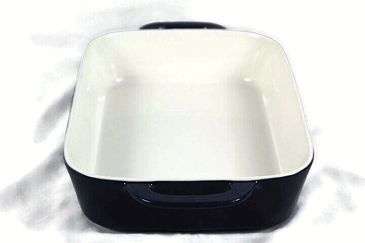 SWEEJAR Blue Rectangular Ceramic Glazed Baking Dish Hollow Handles 13"