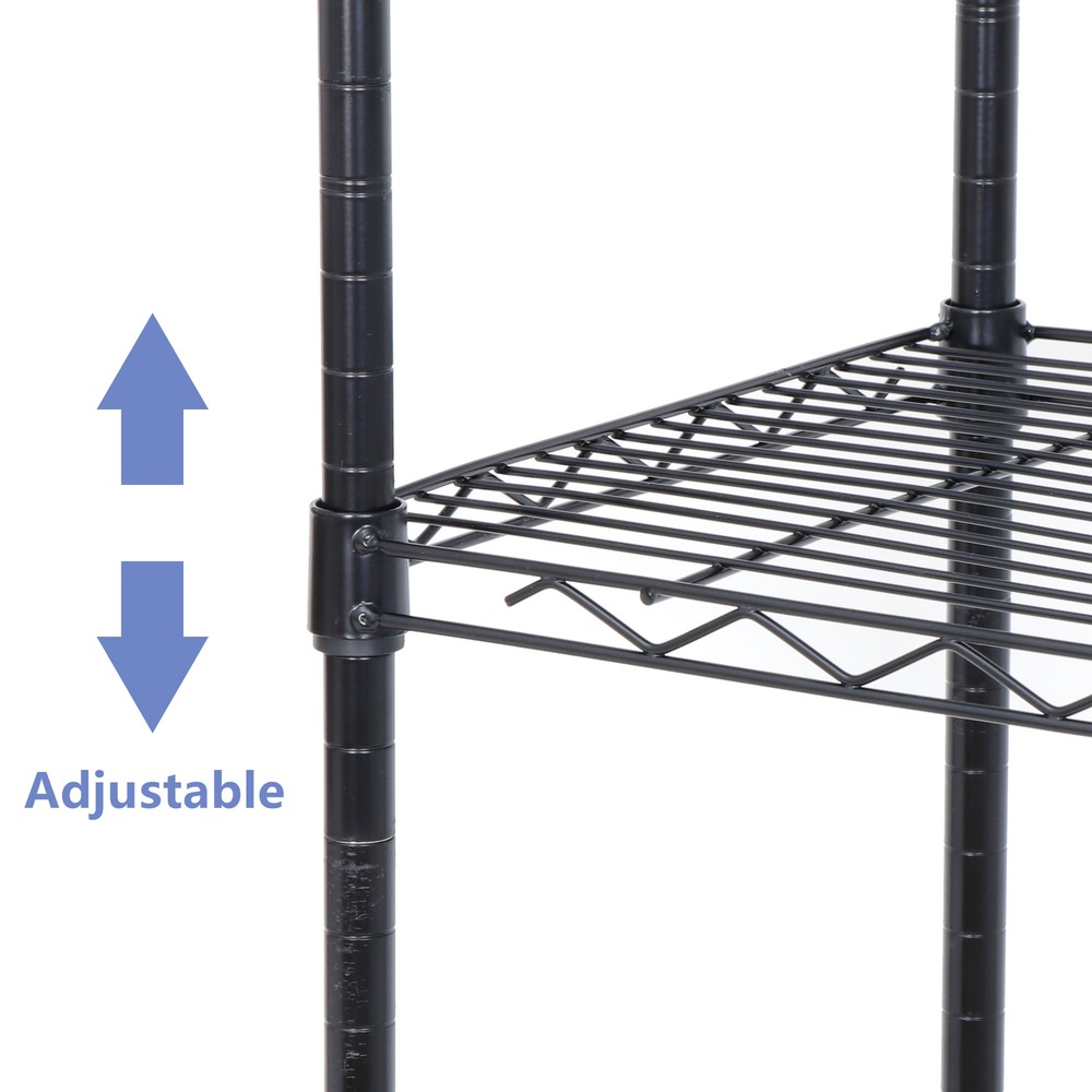 5 Tier Wire Storage Rack Adjustable Unit Shelf for Kitchen Office with 4 Wheels