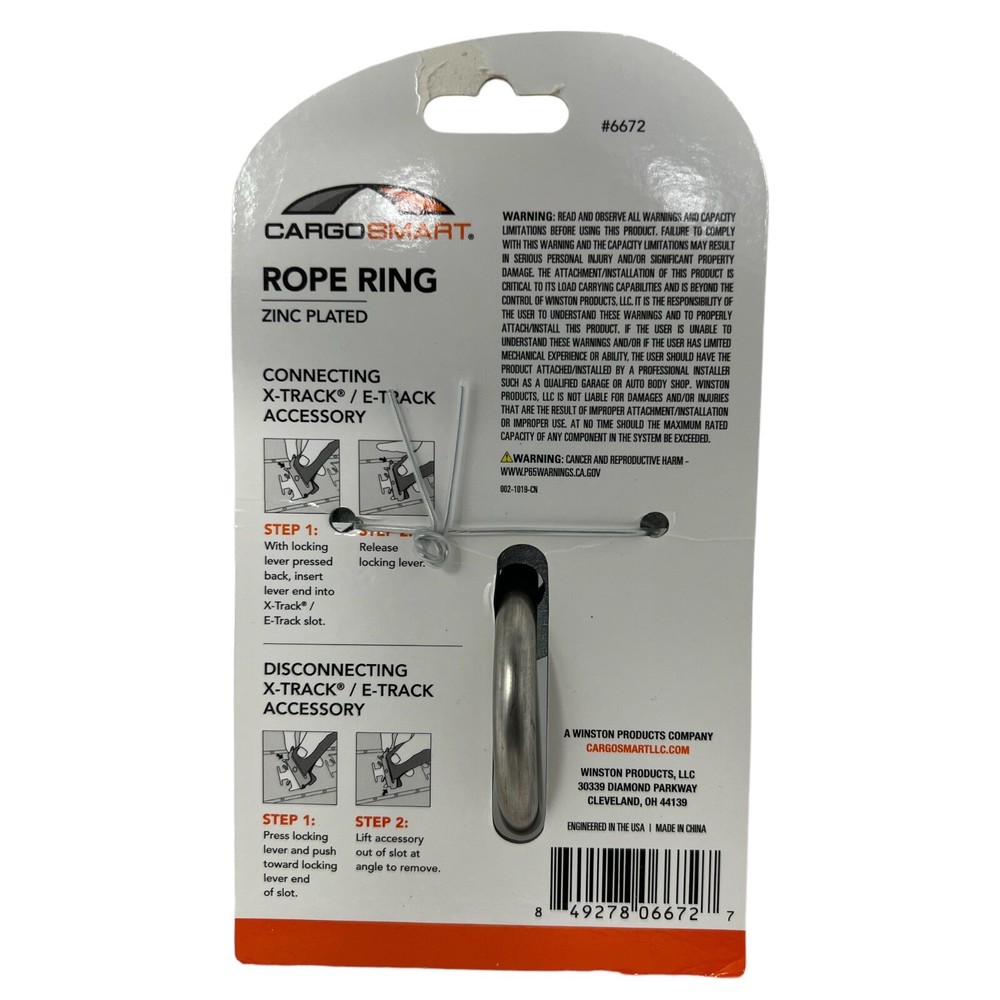 Cargo Smart Rope Ring Compatible with X-track & E track NEW