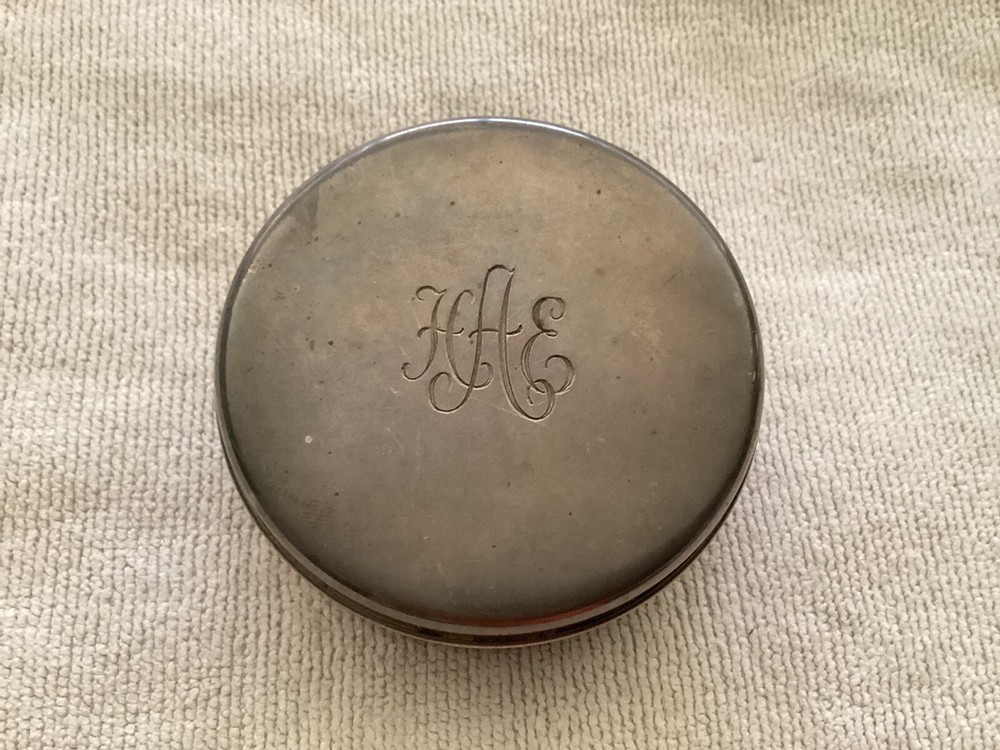 TIFFANY & CO. STERLING SILVER ROUND TRINKET BOX MONOGRAMMED