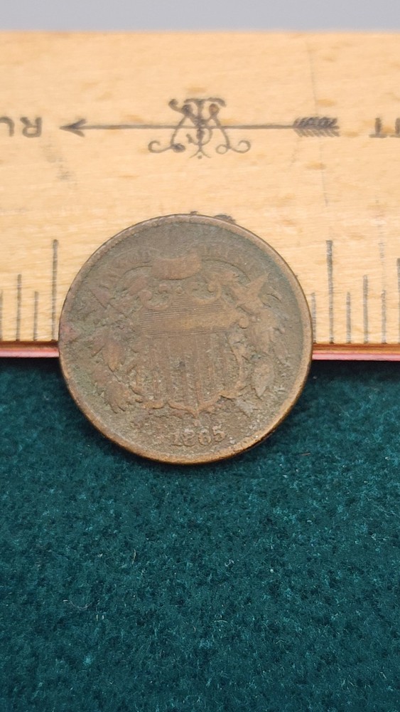 1865 Two Cent Piece 2C - Civil War Date US Copper Coin